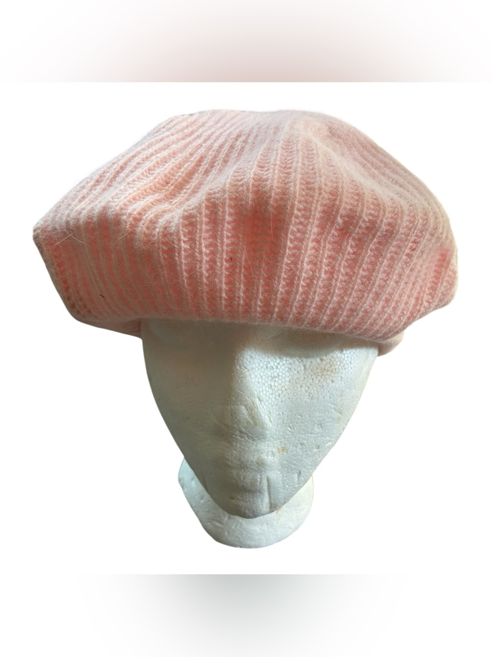 Vintage 80s 90s Lambswool Angora Beret Soft Pink